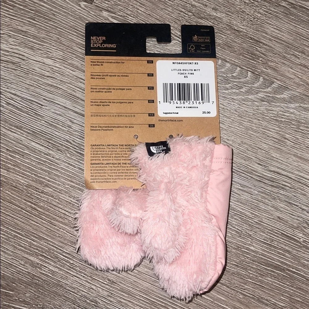 New baby girl The North Face Pink Suave Oso Mittens